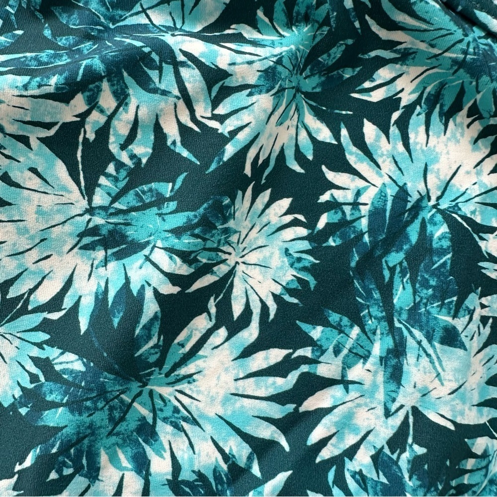 Michael Kors One-Shoulder Aqua Green Leaf Print Swimsuit, size 8 - Picture 5 of 9